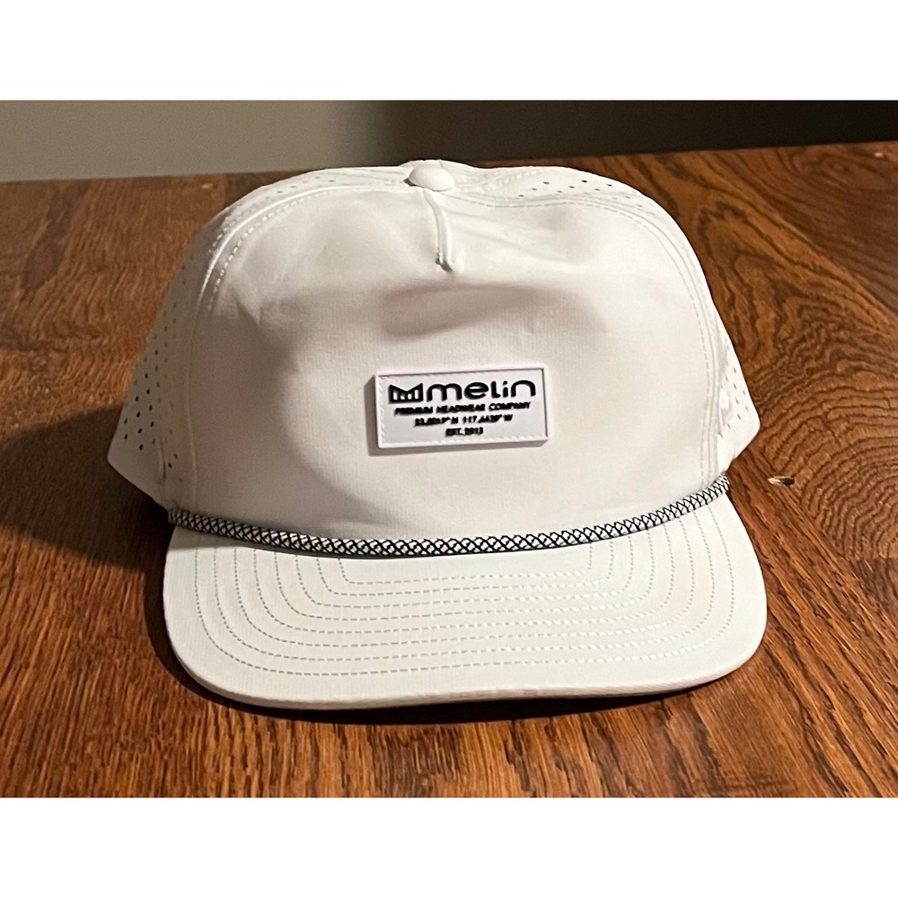 Melin Coronado Hydro White Snapback Hat Mens Water Resistant Perforated Rope Cap